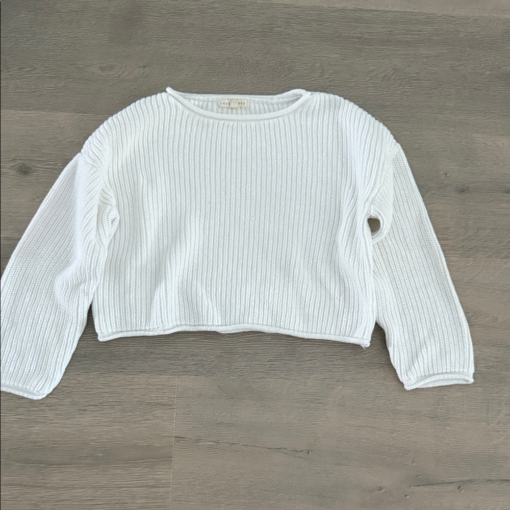 Copper Key White Ribbed Sweater